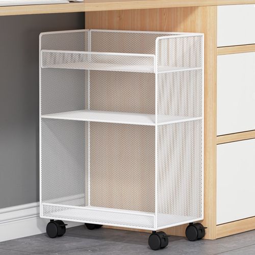 办公室置物架桌面文件收纳柜落地多层办公桌书架桌下可移动小推车