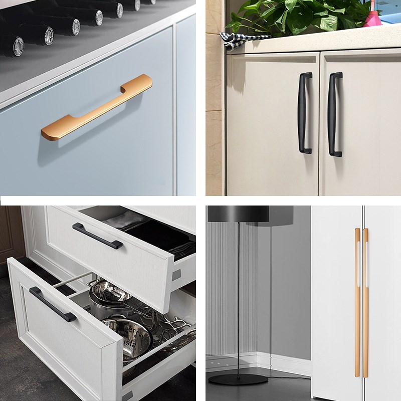 欧式亮光橱柜门把手美式衣柜门抽屉黑色加长小拉手现代简约拉手