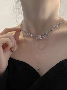 设计感双层轻奢项链女冷淡风小众设计感百搭简约锁骨链韩国颈链