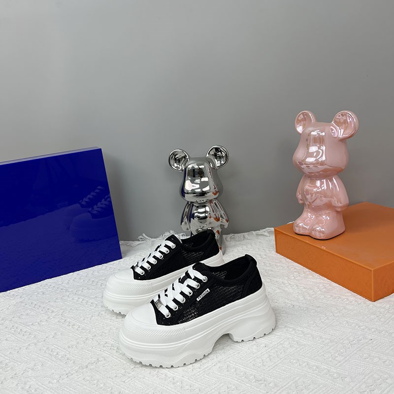 真皮小白鞋女2025夏季新款小个子厚底增高松糕鞋网面透气休闲板鞋