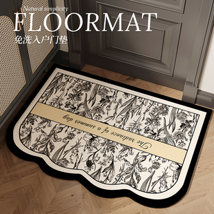 法式奶油风不规则高品质入户门地垫pvc免清洗可裁剪门口地毯进门