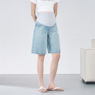 2025新款 孕妇装 托腹不勒肚子小个子五分五分裤 外穿托 夏 牛仔短裤