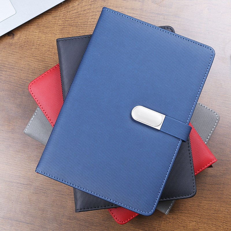 现货A5B5磁扣竖纹PU皮面办公会议商务笔记本学生记录本可印logo