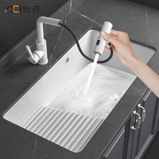 陶瓷台下盆后侧下水带搓板洗衣盆加深F大容量洗手盆阳台洗衣池水