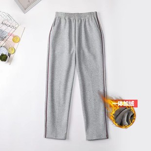 校服裤子小学生灰色一道杠枣红色儿童运动裤女童男童校裤冬款加绒