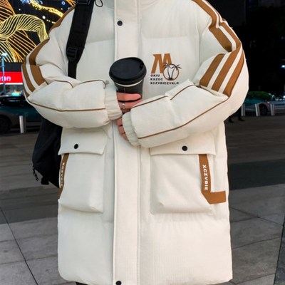 青少年中长款棉衣冬装外套男孩初中学生羽绒棉服大童加厚棉袄新款