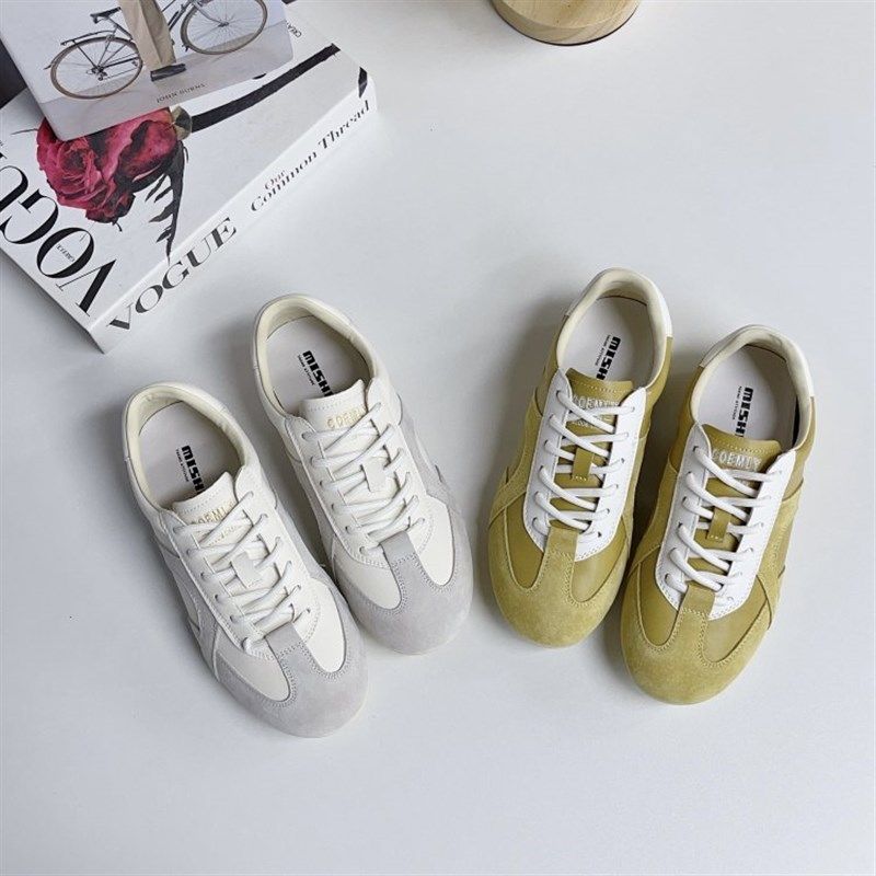 时尚百搭软底软面真皮小白鞋2025年春季新款糖果色德训鞋休闲鞋女