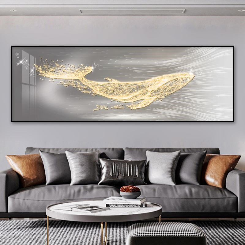 2021款鲸简约沙发p背景墙装饰画现代轻奢客厅挂画卧室横一整幅壁