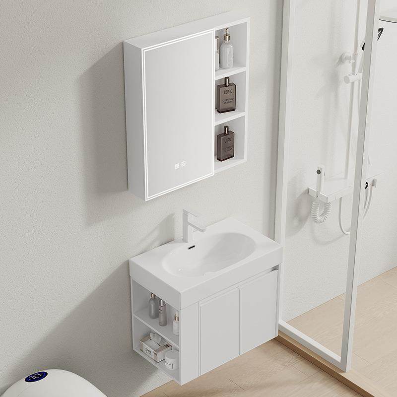 加厚蜂窝太空铝侧边开放收纳小户型浴室柜组合陶瓷洗手洗漱台脸盆