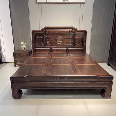 全实木床1.8米南美紫檀木中式仿古双人主卧家用古典卯榫雕花大床