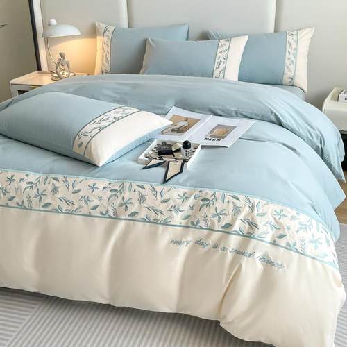 冬季加厚磨毛长绒棉四件套全棉纯棉高档刺绣被套轻奢床上用品保暖