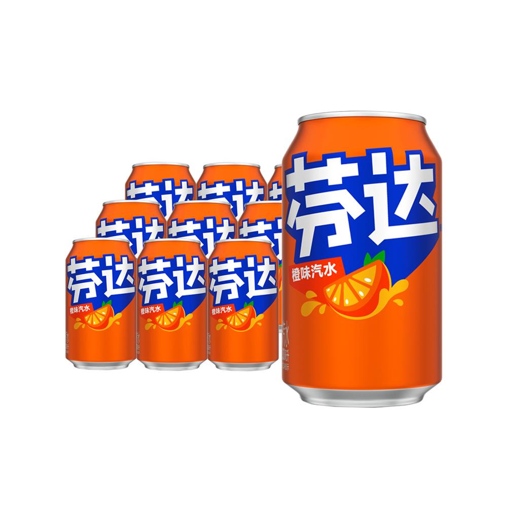 Coca-Cola/可口可乐 芬达橙味汽水饮料330ml*12罐/6罐装矮胖罐yb