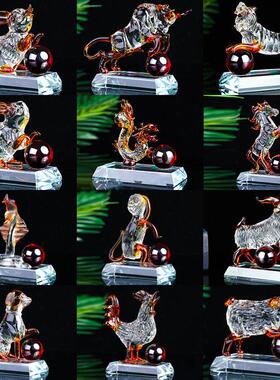 水晶十二生肖鼠牛虎兔龙蛇马羊猴鸡狗猪汽车内饰汽车创意饰品