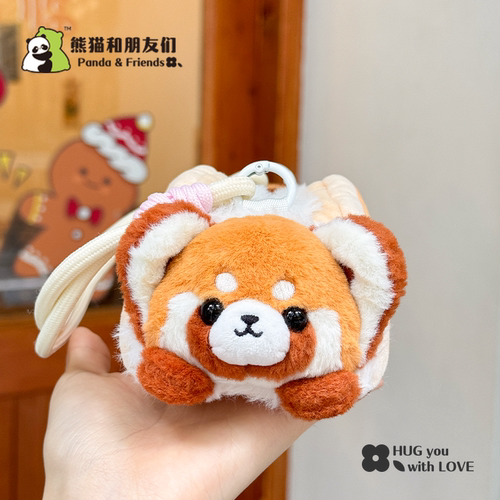 小熊猫毛绒单肩包收纳零钱包