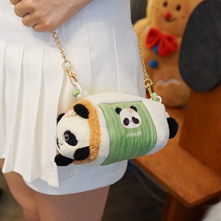 熊猫和朋友们大熊猫毛绒单肩包儿童零钱包可爱斜挎小包生日礼物