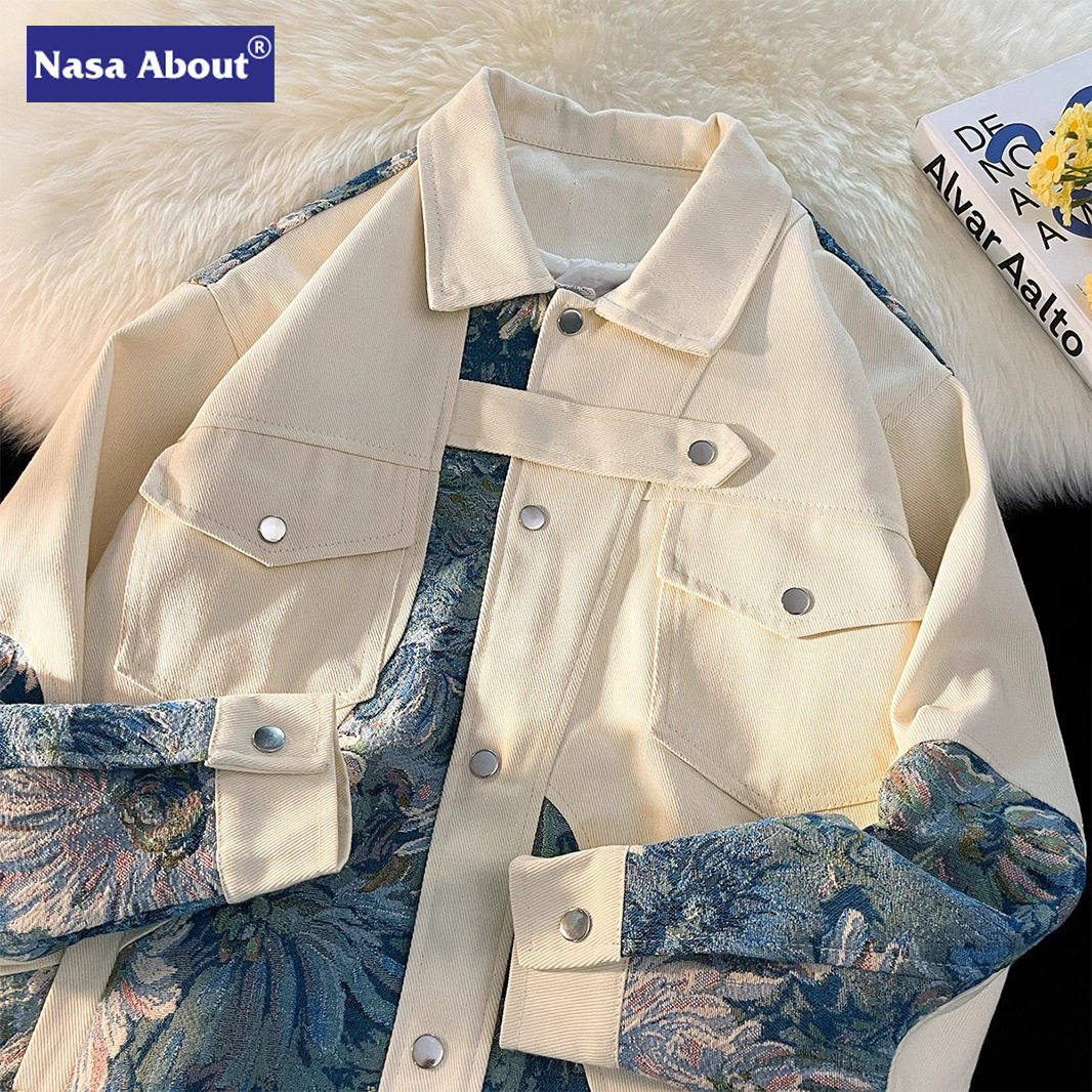 NASA国潮刺绣外套男春秋潮牌巴洛克工装夹克高级感情侣棒球服国风