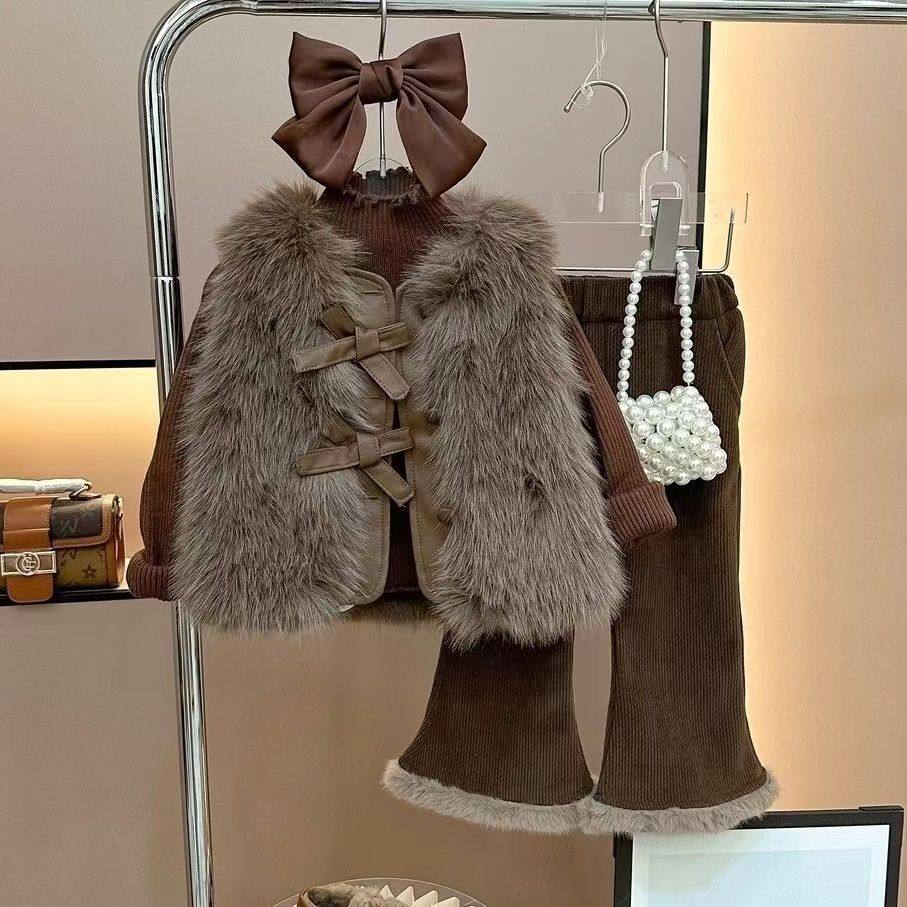 女童冬装套装2025新款洋气加厚秋冬款马甲女宝打底加绒裤子三件套,童装/婴儿装/亲子装,儿童运动套装,淘宝优惠券,粉丝福利购,淘宝优惠卷