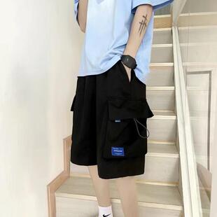 短裤 复古潮牌宽松阔腿直筒休闲五分裤 男生夏季 美式 子 2024新款 工装