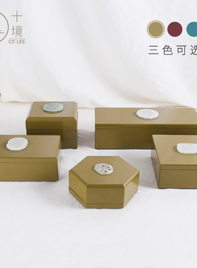 十境OTlife新中式软装饰品贴玉哑光木质漆盒礼品收纳梳妆化妆盒