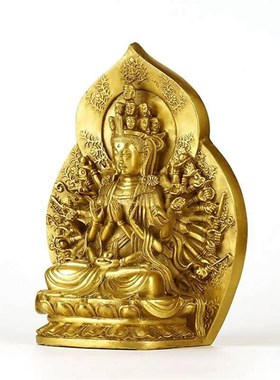 纯铜千手观音佛像摆件家居客厅招财装饰品摆设中式送礼