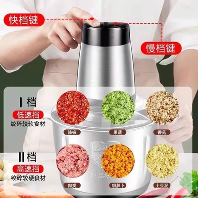 绞肉机一机三用玻璃款304不锈钢老年人打蛋机商用电动绞肉机家用