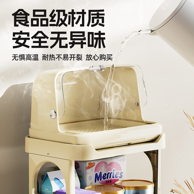 奶瓶收纳盒宝宝餐具辅食收纳柜大容量婴儿专用置物架防尘沥水架