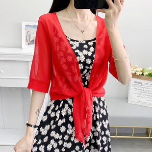 外搭夏配吊带裙的罩衫短款防晒披肩女夏季开衫大码薄款上衣小外套