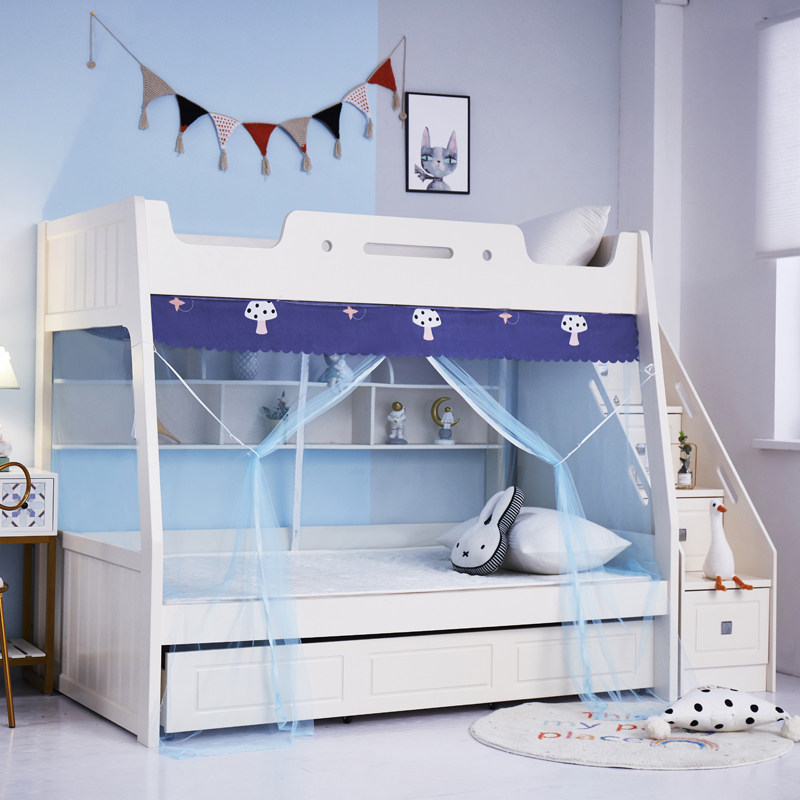子母床蚊帐下铺专用梯形高低床1.5米1.2儿童双层上下床拉链双开门,床上用品,蚊帐,淘宝优惠券,粉丝福利购,淘宝优惠卷