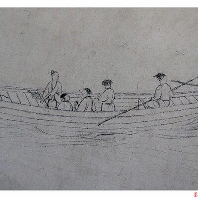 1:1宋 乔仲常《后赤壁赋图》国画宣纸高清微喷复制29.7X642cm