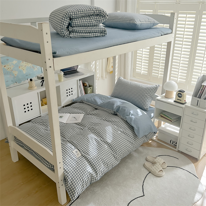 纯棉学生宿舍被套单人床上三件套儿童床单1.2全棉被子被褥六件套3