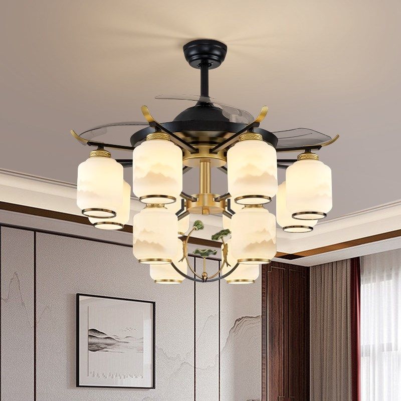 【鱼戏莲间】 吊扇灯新中式 2024客厅隐形一体风扇吸顶灯餐厅吊灯,家装灯饰光源,客厅吊灯,淘宝优惠券,粉丝福利购,淘宝优惠卷