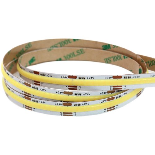 LED贴片软灯条三色发光双色温cob灯带24v白+暖+中性吊顶12v线型灯