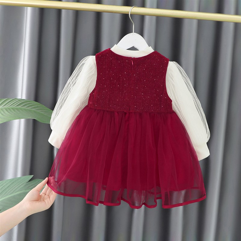 女童冬装连衣裙秋冬季加绒儿童公主裙婴儿裙子冬款周岁礼服女宝宝