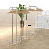 店铺中间挂衣架 女装 不锈钢服装 店中岛展示架落地双排双杠带轮童装