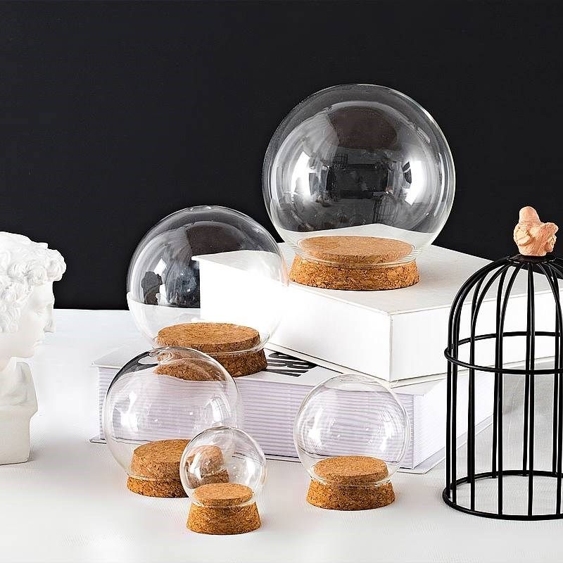 包邮圆球形球玻璃球罩粘土手工人偶软陶手办软木塞防尘摆件,家居饰品,装饰摆件,淘宝优惠券,粉丝福利购,淘宝优惠卷