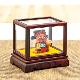 红酸枝玻璃罩文玩核桃古董茶杯鼻烟壶佛像展示罩珍品收纳盒防尘罩