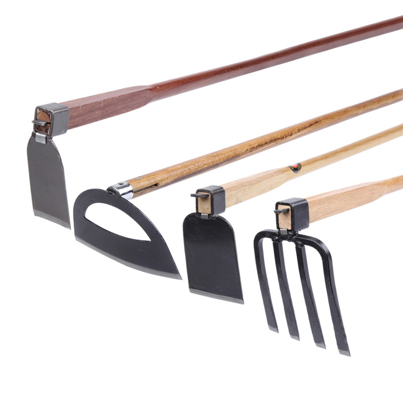 种菜种花园艺工具木柄锄头农用户外翻地开山铲子除草耙子铁锹农具