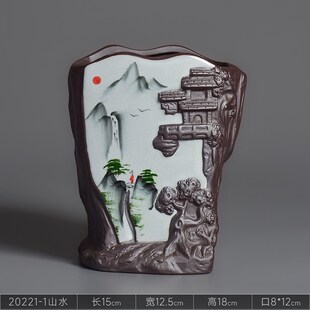 中国风盆景盆陶瓷花盆绿植青瓷手绘紫砂古典意境客厅桌面造景花盆