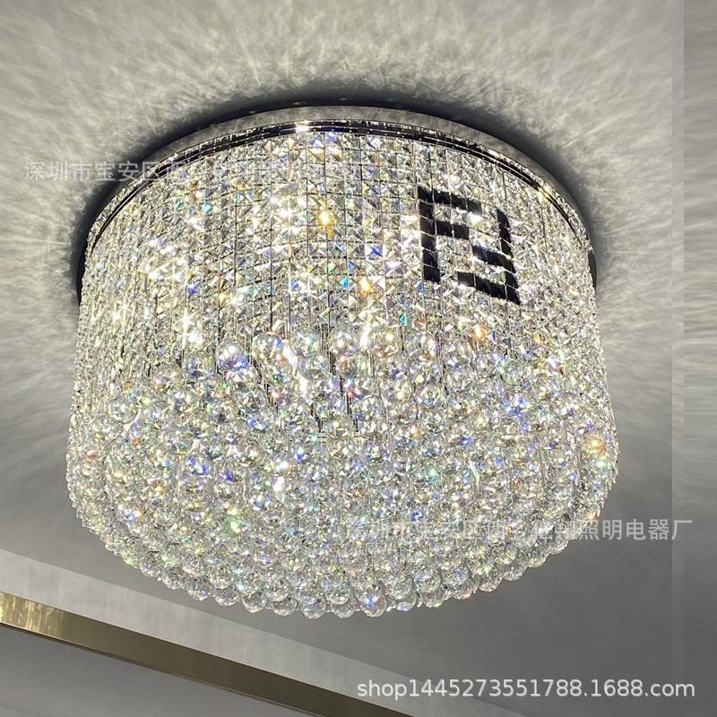 后现代轻奢水晶灯客厅吸顶灯设计师样板房卧室圆形字母F创意灯