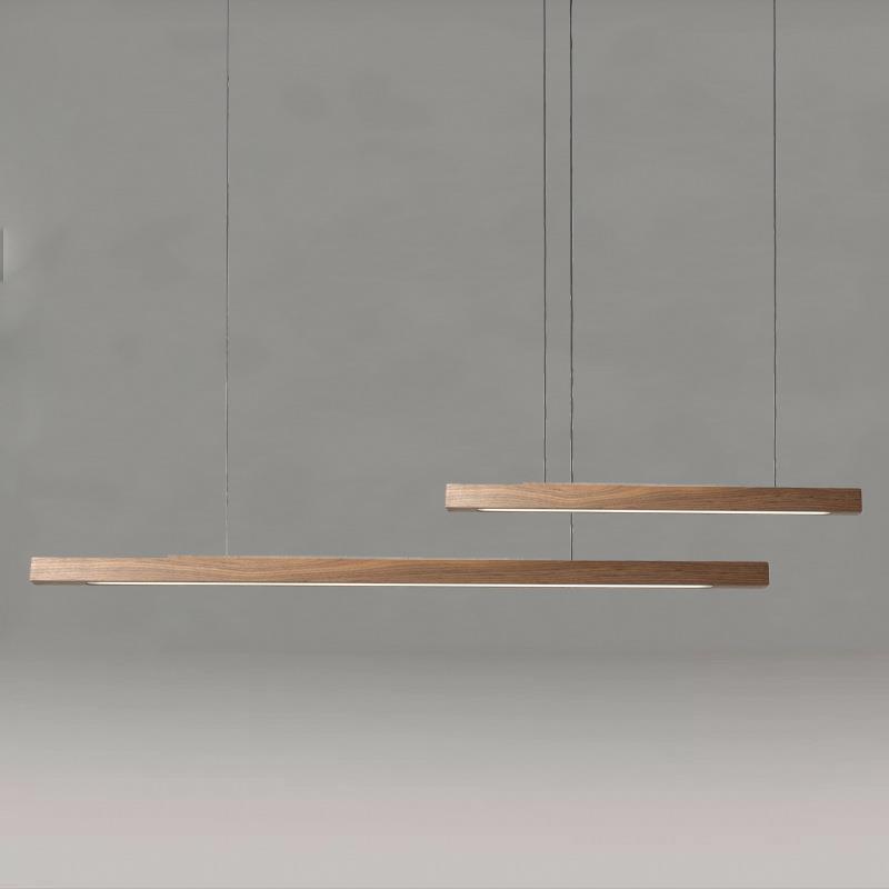 长条吊灯现代简约实木灯具餐吧台办公茶室日式空间方形LED节能灯