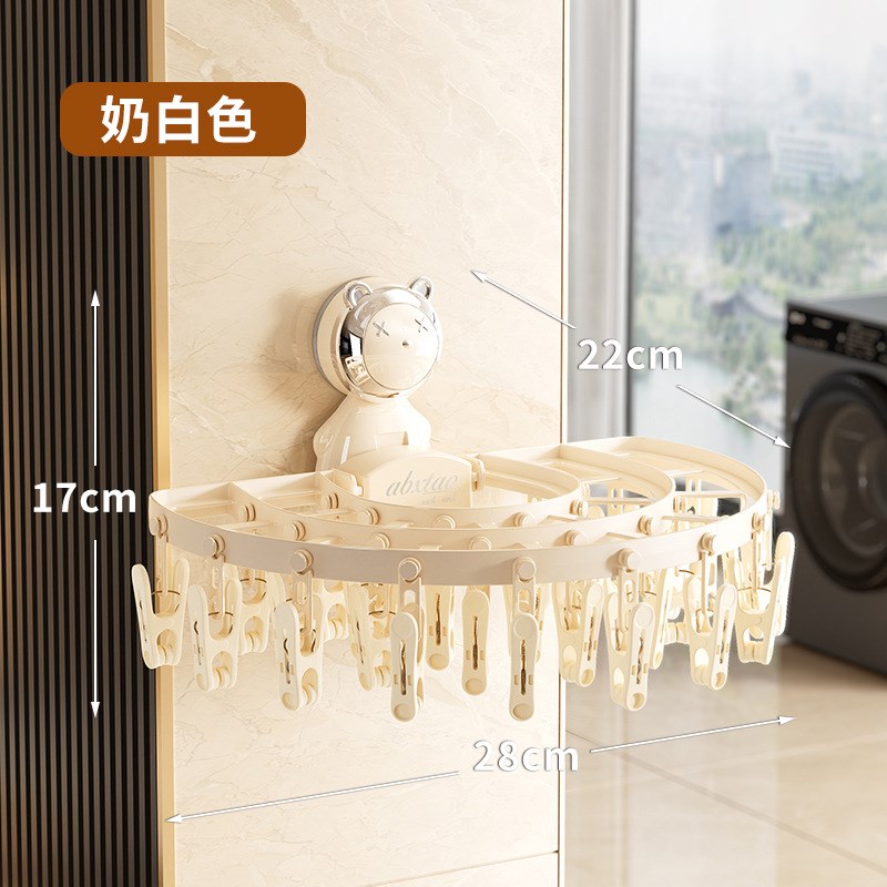 吸盘式折叠内衣袜k子晾晒架阳台壁挂多夹子晾袜架家用防风晒袜热