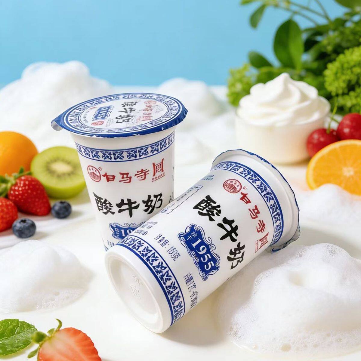 洛阳白马寺酸奶杯装160g/杯风味酸牛奶生牛乳发酵学生营养早餐奶图片