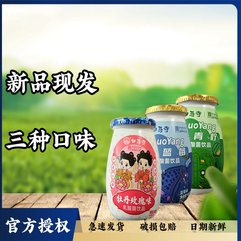 洛阳礼物白马寺小胖瓶牡丹玫瑰蓝莓青柠AD钙口味乳酸菌饮品180g图片