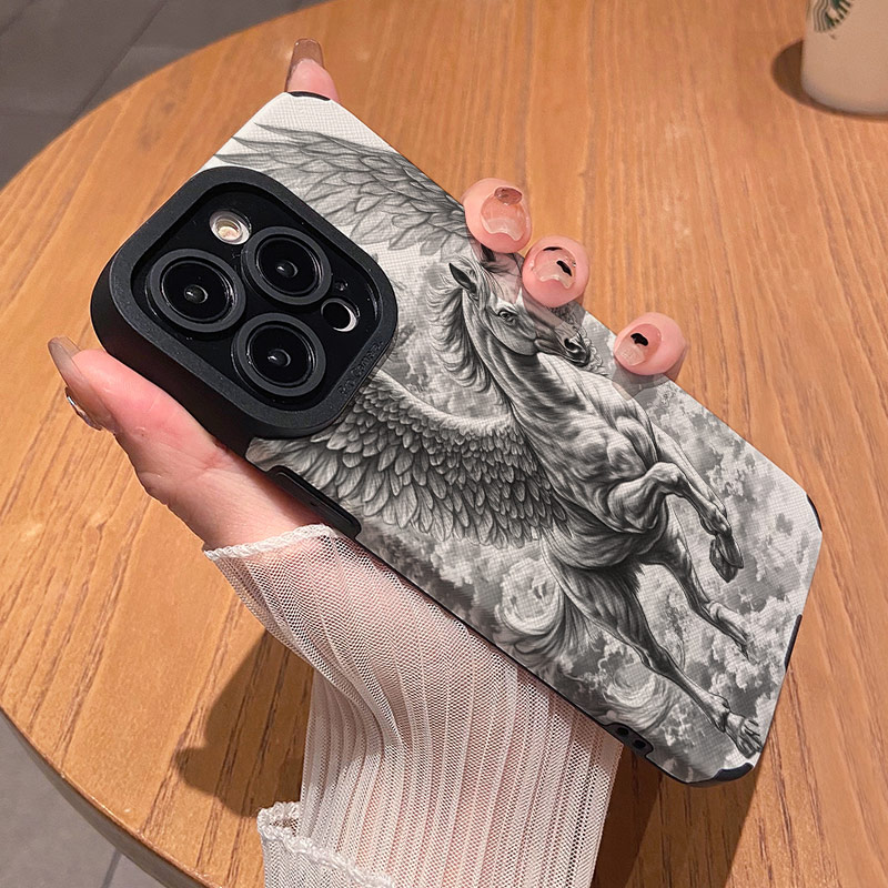 新年款艺术飞天马适用苹果华为vivo荣耀oppo小米iPhone17promax手机保护外壳16 15硅胶14 13新款12 11情侣P80