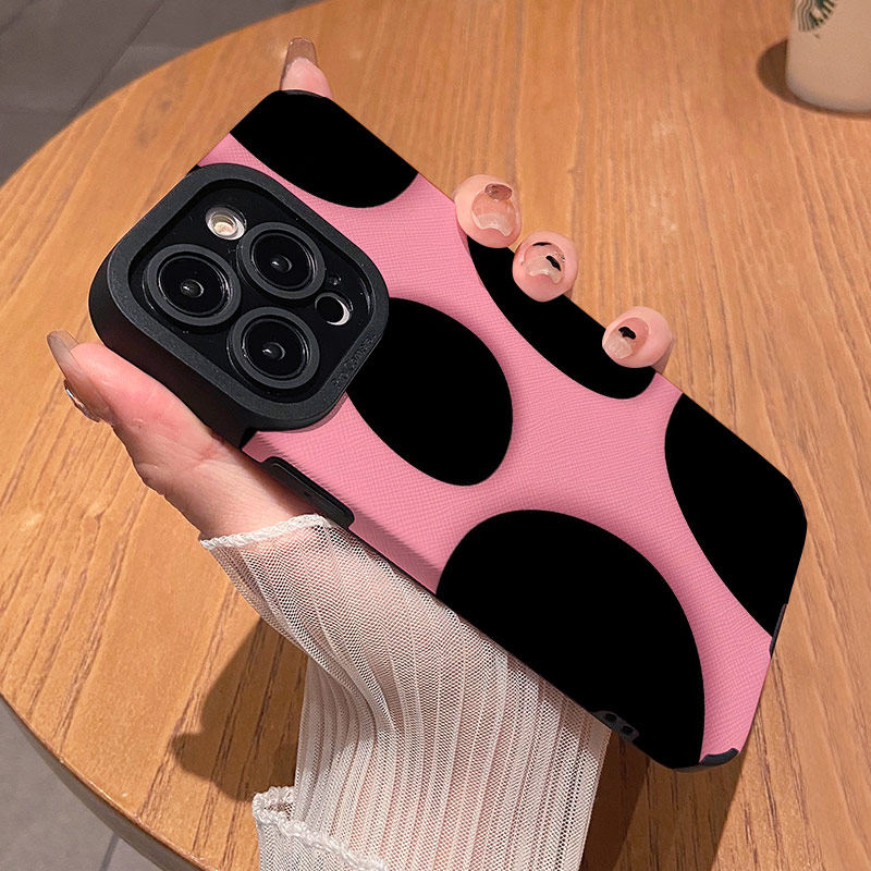 粉底黑色鹅卵石适用苹果华为vivo荣耀oppo小米iPhone17promax手机保护外壳16 15硅胶14 13新款12 11情侣P80女