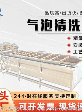 连续式辣椒鼓泡清洗机 韭花酱加工成套设备 西红柿清洗破碎流水线