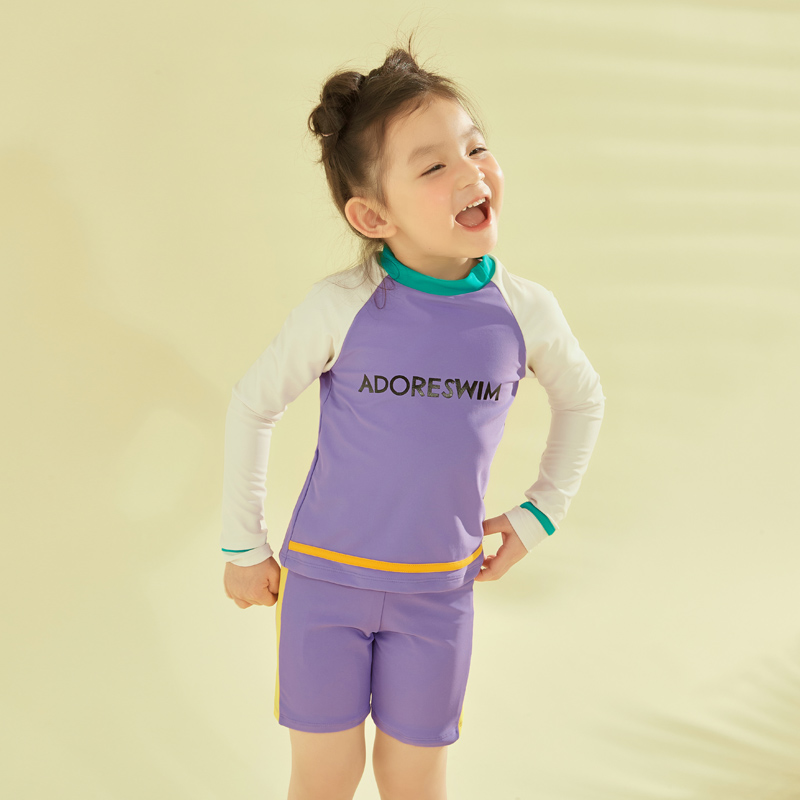 爱多尔女孩分体泳衣2023年夏季新款儿童中大童时尚宝宝专业游泳衣