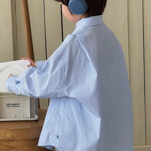 波拉韩国童装男女童衬衫2025春夏款儿童宽松长袖衬衣休闲外套亲子