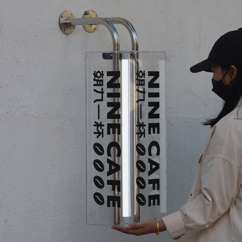 透明亚克力灯箱定制 L型不锈钢管组合发光招牌 led门头侧挂广告牌