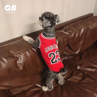 QB宠物狗狗乔dan篮球背心红色雪纳瑞衣服夏装薄款泰迪法斗篮球衣